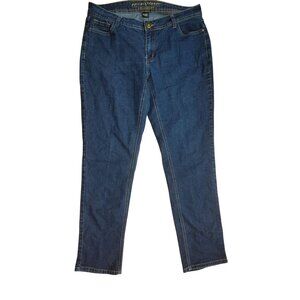 Ashley Stewart Womens Ankle Skinny Jeans Size 12W Dark Blue Denim